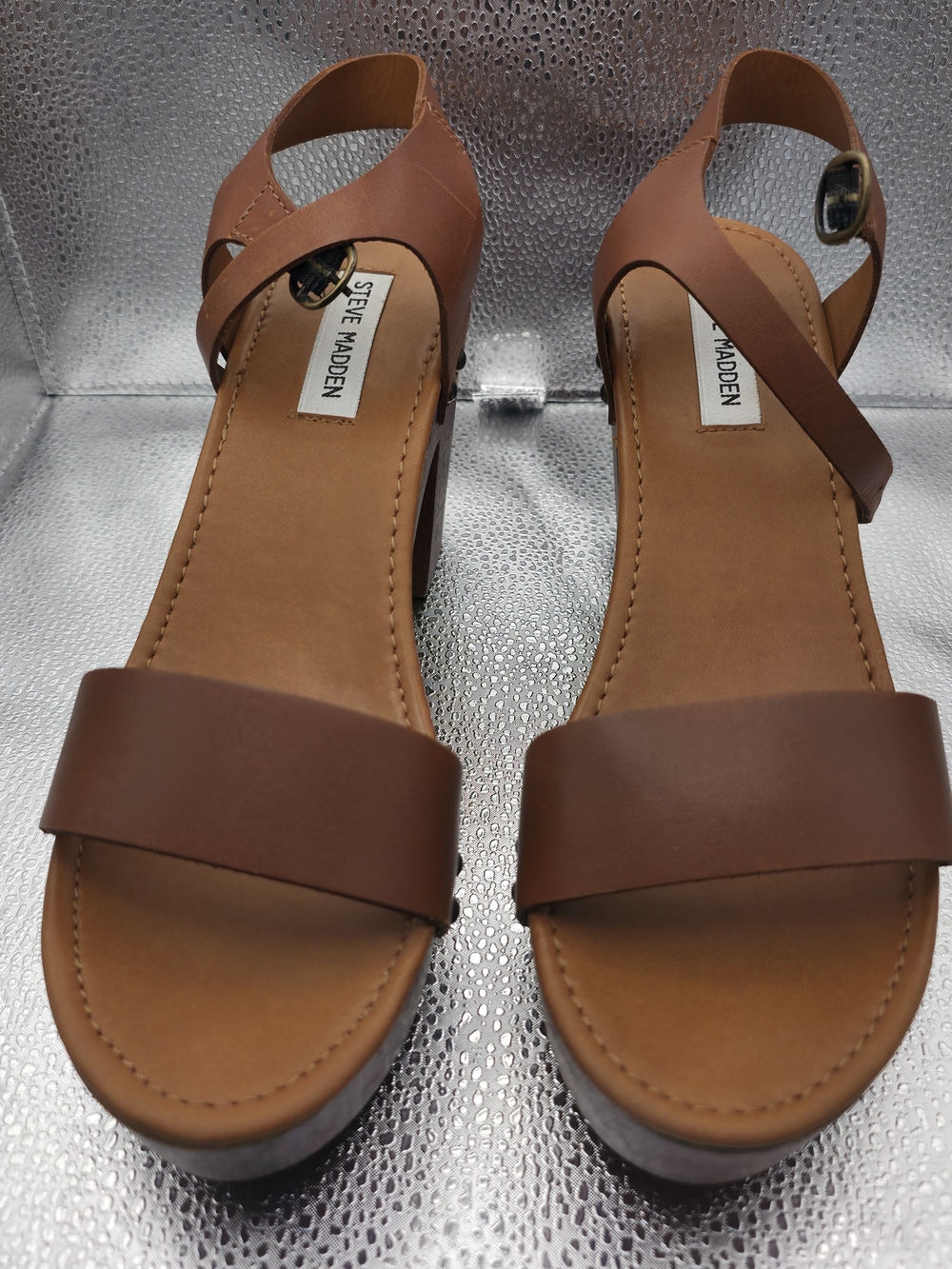 Steve Madden Women’s Brown Leather Ankle Strap Sandals